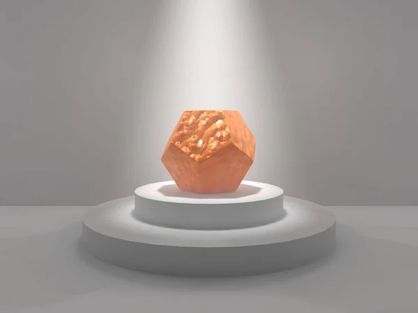 Dodecahedron Stüdyo Işık Parlaklığı Tarafından Aydınlatılmış Yuvarlak Bir Kaide Üzerinde — Stok fotoğraf