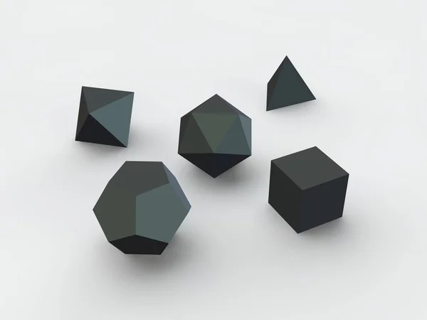 Eine Reihe Geometrischer Formen Atelier Polyeder Die Fünf Platonischen Körper — Stockfoto