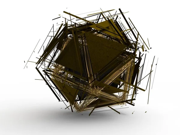 Icosahedron Destroyed Explosion Many Small Fragments Fragments Fly Sides Illustration — Stock Photo, Image