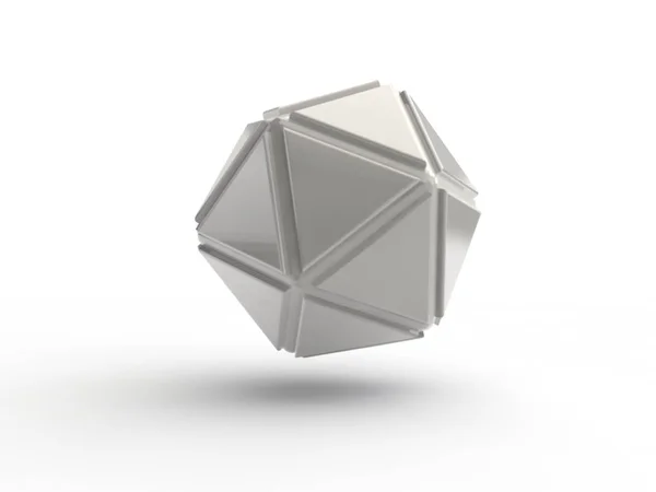 二十面体铂金 在白色背景上孤立的几何形状的抽象图像 想法的例证 — 图库照片