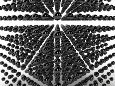 Metal manyetik neocube topları, top uzayda bir mesafede çeşitli Illustration. Moleküler kafes yapısı fikri. 3D render. Beyaz bir arka plan resmi