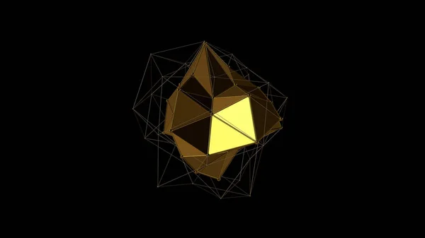 Απεικόνιση Του Ένα Μεταλλικό Χρυσό Κρύσταλλο Ακανόνιστο Σχήμα Πολυγωνικό Αφηρημένη — Φωτογραφία Αρχείου