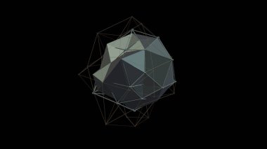 düzensiz şekli, düşük poligonal soyut resim, siyah bir zemin üzerine bir metal Gümüş kristal 3D Illustration. Fütüristik tasarımı. 3D render, zenginlik ve refah fikrine.