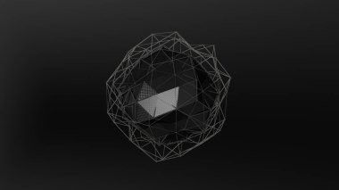 düzensiz şekli, düşük poligonal soyut resim, siyah bir zemin üzerine siyah bir kristal 3D Illustration. Fütüristik tasarımı. 3D render