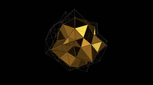 Illustration Metal Gold Crystal Irregular Shape Low Polygonal Abstract Figure — Stock Photo, Image