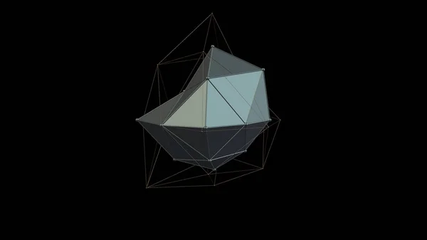 Απεικόνιση Του Ένα Μεταλλικό Ασημένιο Κρύσταλλο Ακανόνιστο Σχήμα Πολυγωνικό Αφηρημένη — Φωτογραφία Αρχείου