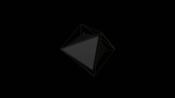Ілюстрація Металевого Кристалу Неправильної Форми Низька Полігональна Абстрактна Фігура Чорному — стокове фото