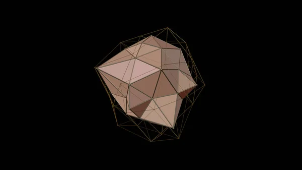 Kuva Vaaleanpunainen Kristalli Epäsäännöllinen Muoto Matala Monikulmio Abstrakti Luku Mustalla — kuvapankkivalokuva