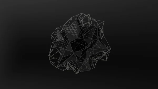 Obrázek Černé Křišťálu Nepravidelného Tvaru Nízké Polygonální Abstraktní Postava Černém — Stock fotografie