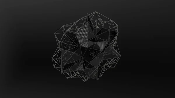 Illustration Cristal Noir Forme Irrégulière Figure Abstraite Polygonale Basse Sur — Photo