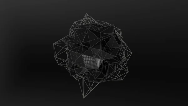 Απεικόνιση Του Ένα Μαύρο Κρύσταλλο Ακανόνιστο Σχήμα Πολυγωνικό Αφηρημένη Χαµηλή — Φωτογραφία Αρχείου