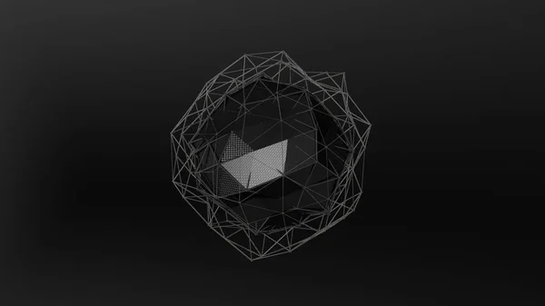 Απεικόνιση Του Ένα Μαύρο Κρύσταλλο Ακανόνιστο Σχήμα Πολυγωνικό Αφηρημένη Χαµηλή — Φωτογραφία Αρχείου
