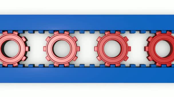 Animación Engranajes Moviendo Carril — Vídeos de Stock