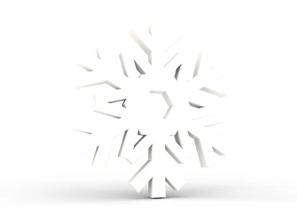 Illustration of white snowflakes, crystal structures, merging with the background, a symbol of cold, winter, snow and the North. The icon of the refrigeration unit. 3D rendering, white background.