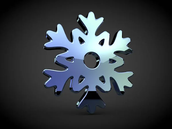 Illustration Image Flocon Neige Bleu Structure Cristalline Symbole Froid Hiver — Photo