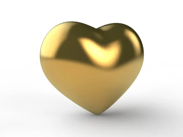 Obrázek Zlaté Srdce Izolovaných Bílém Pozadí Ilustrace Pro Valentýna Svátek — Stock fotografie