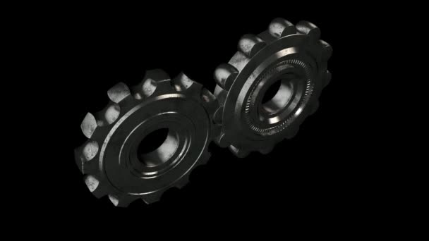 两个齿轮旋转的动画 有一个阿尔法通道可用 — 图库视频影像