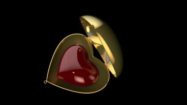 kalp kutu gizli hediyeler ile 3D animasyon. Alfa kanalı mevcuttur.