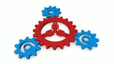 insanlar dönen vites 3D animasyon.