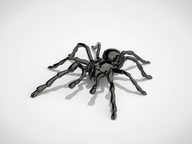 siyah, dev örümcek, tarantula, beyaz bir arka plan üzerinde yansıtıcı deri. 3D render