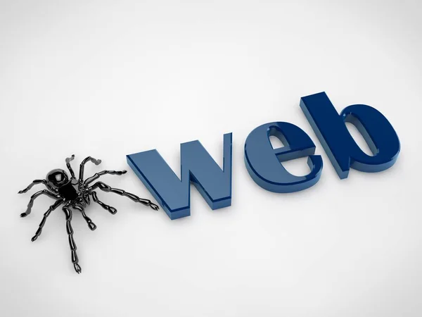 Czarny Olbrzymi Pająk Tarantula Web Odzwierciedlając Skóry Białym Tle Renderowania — Zdjęcie stockowe