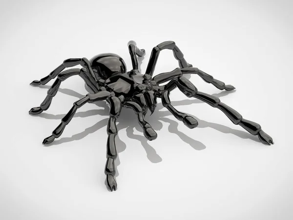 Svart Giant Spider Tarantula Reflekterande Läder Vit Bakgrund Rendering — Stockfoto