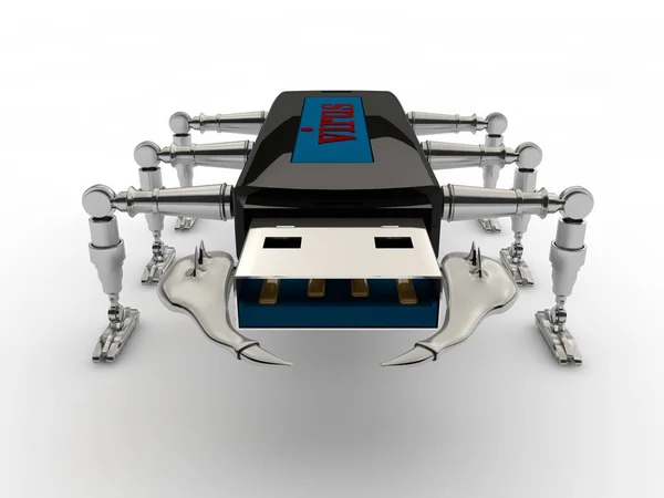 Изображение Компьютерного Вируса Виде Палки Таракан Паук Муравей Железными Лапами — стоковое фото