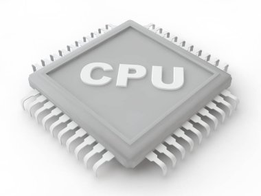 Cpu, gri renksiz resmi beyaz zemin üzerinde. 3D render