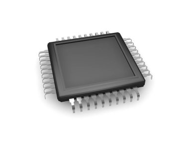 siyah, parlak Cpu bacaklar, rehber, beyaz bir arka plan üzerinde bir sürü. 3D render