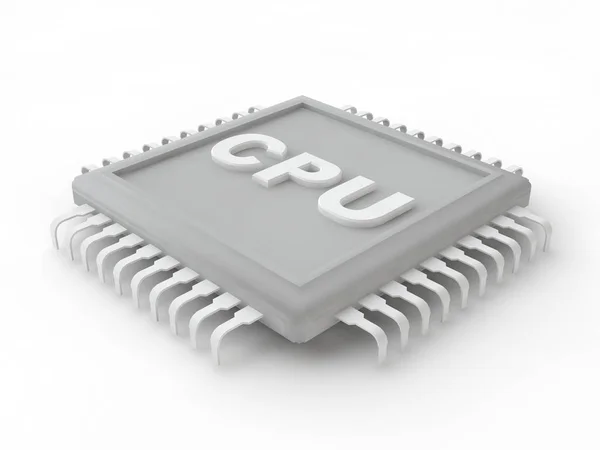 Grå Färglösa Bilden Cpu Vit Bakgrund Rendering — Stockfoto