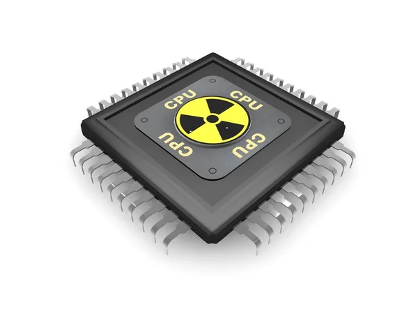 Image Black Cpu Metal Contacts Radiation Symbol Symbol Kernel Power — Stock Photo, Image