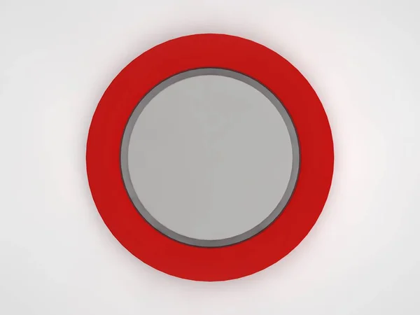 The image gray washers, buttons in the center of the red ring. Attracts attention. 3D rendering on white background.