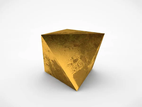 Het Beeld Van Gouden Prisma Met Donkere Vlekken Het Oppervlak — Stockfoto