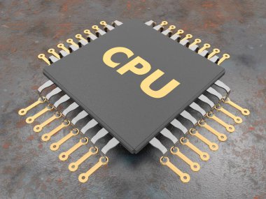 Cpu, görüntü metal bir arka plan üzerinde. Yapay zeka AI fikri. 3D render