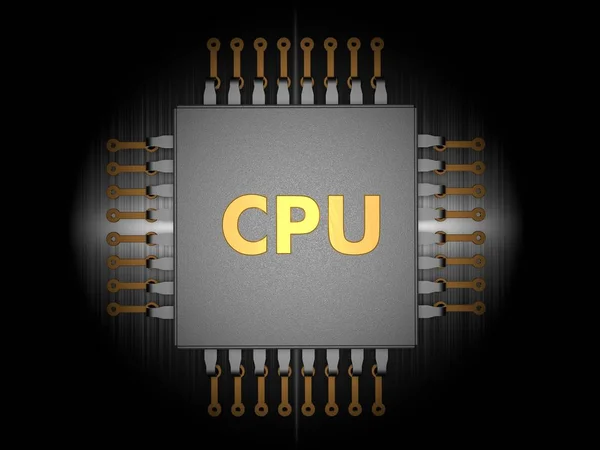 黑色背景上的 Cpu 金属板 人工智能的理念艾 — 图库照片