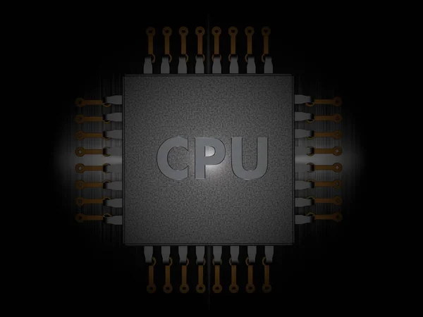 黑色背景上的 Cpu 金属板 人工智能的理念艾 — 图库照片