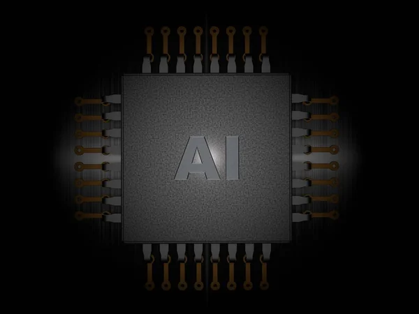 Obraz Cpu Ciemnym Tle Metalowe Płyty Ideę Sztucznej Inteligencji Renderowania — Zdjęcie stockowe