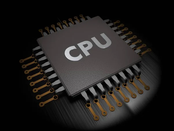 黑色背景上的 Cpu 金属板 人工智能的理念艾 — 图库照片#