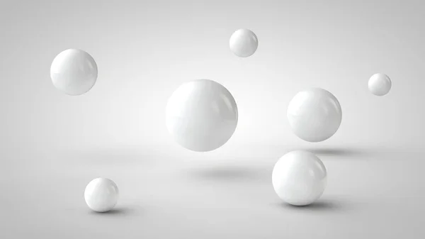 Image Group Balls White Drop Shadow Randomly Located Space White — Stock Photo, Image