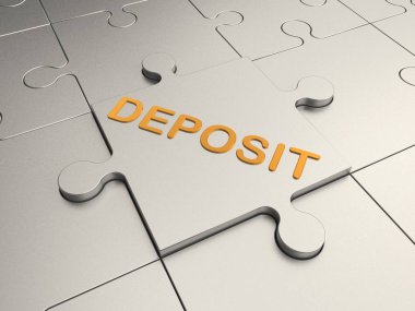 bulmaca ve altın metin gümüş bulmaca bir arka plan üzerinde mevduat gümüş parçasının görüntüsü. Arka plan, fikir katkı, finansal yatırımlar, başarı ve refah. 3D render