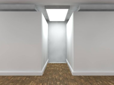 bir koridor oluşturan geometrik figürler geleneksel gösterimi lamba ve cinsiyet. Görüntü soyut. 3D render