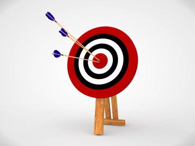 bir hedef konsantrik kırmızı halkalar ve hedefi vurmak ok görüntüsünü. Beyaz bir arka plan görüntü. No d işleme. Başarı fikri.