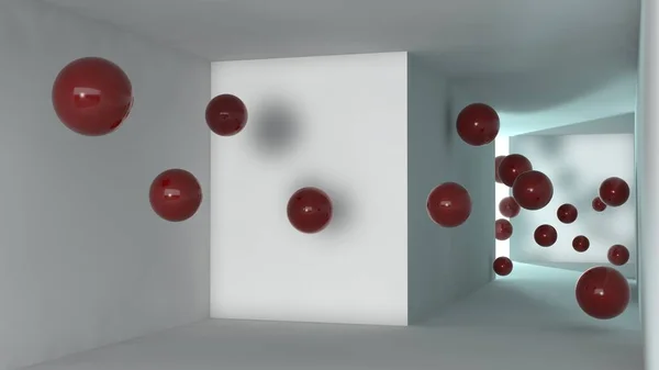 Une Représentation Schématique Couloir Cubes Blancs Avec Des Coins Pointus — Photo