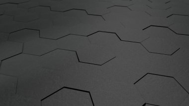birçok siyah altıgenler ve mavi top, küre bir arka plan 3D Illustration. İş, zenginlik ve refah, karmaşık bankacılık ve ekonomik sistem anlayışı. 3D render, soyutlama.