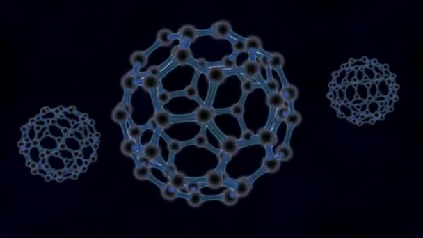 Animation Eines Runden Moleküls Mit Kohlenstoffatomen — Stockvideo