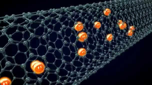 Animation Electron Motion Nanotube — Stock Video