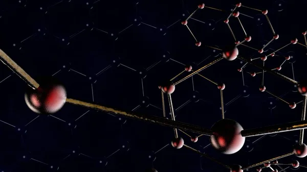 Illüstrasyon Koyu Arka Plan Üzerinde Grafen Moleküllerin Nanoteknoloji Insanlığın Geleceği — Stok fotoğraf