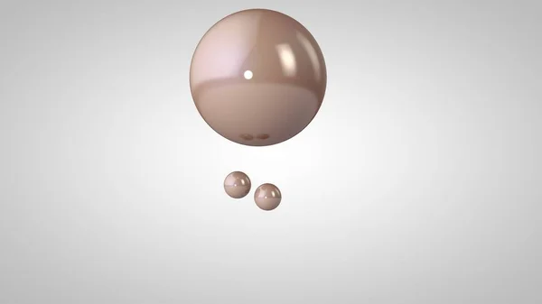 Pembe, parlak topları, bir büyük ve iki küçük topları 3d illüstrasyon. Havadaki küreler, beyaz bir arka plan üzerinde izole edilmiş. Bir soyutlama 3d render. Geometrik, yuvarlak nesnelerle boşluk. — Stok fotoğraf