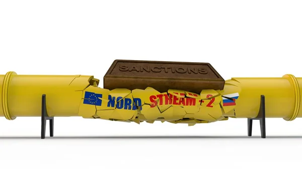 Ilustración 3D del gasoducto "North stream" 2, destruido por el peso de las sanciones, la idea de guerra económica, Estados Unidos y Rusia. Representación 3D sobre fondo blanco, aislado . Imagen de stock