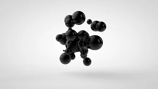 3D ілюстрація крапель чорної олії випадково розташовані та ізольовані на білому тлі. 3D візуалізація, абстрактне зображення хаосу та розладу . — стокове фото